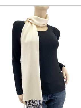 The pashmina store cashmere silk Cream Womens Scarf - Lightweight Elegant Wrap